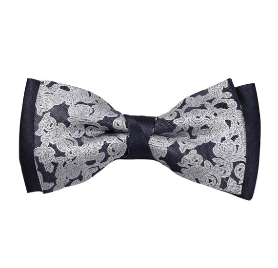 Dark Blue Bow Tie Grey Design