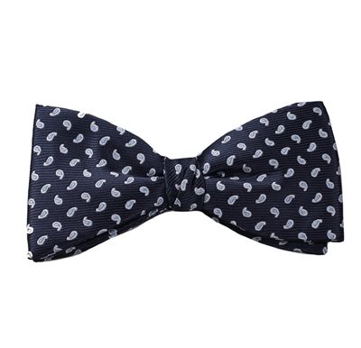 Dark Blue Paisley Bow Tie