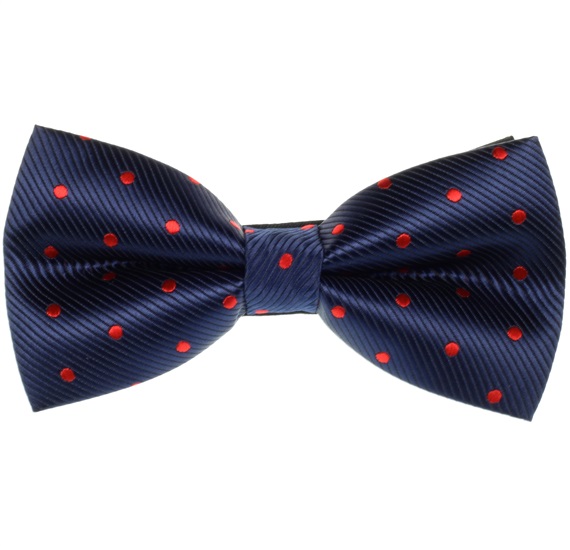 Deep Blue Bow Tie with Red Dots