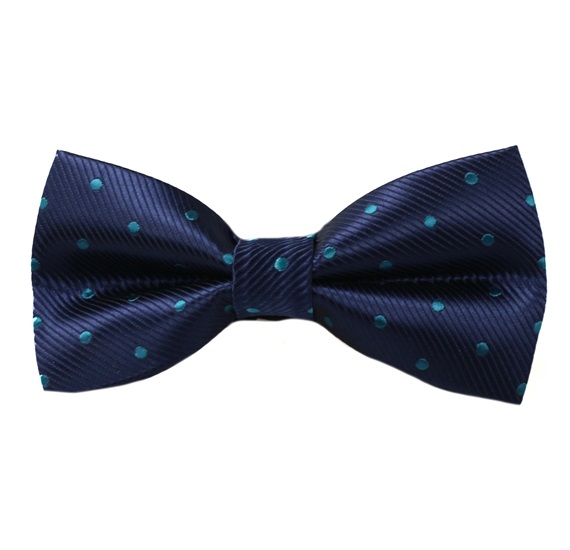 Navy Blue Bow Tie with Turquoise Dots