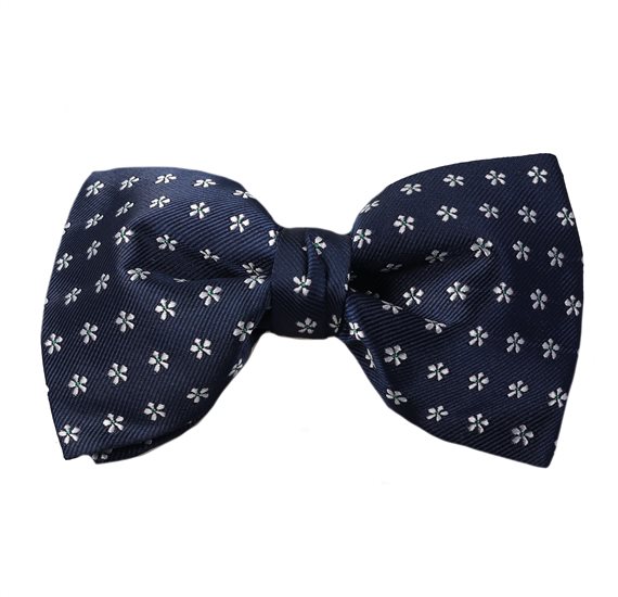 Dark Blue Bow Tie with Daisies