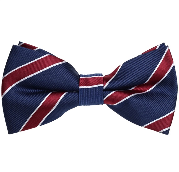 Blue Bow Tie with Bordeaux Stripes