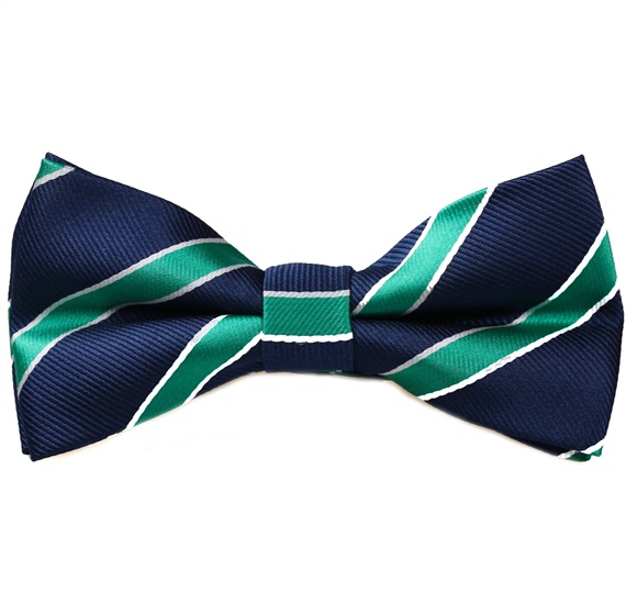 Dark Blue Bow Tie with Green Stripes