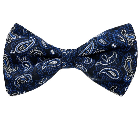 Blue Bow Tie with Paisley Design