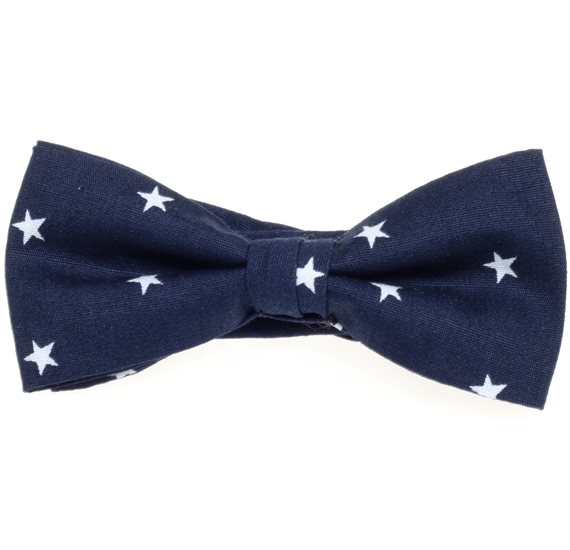 Dark Blue Bow Tie with White Stars