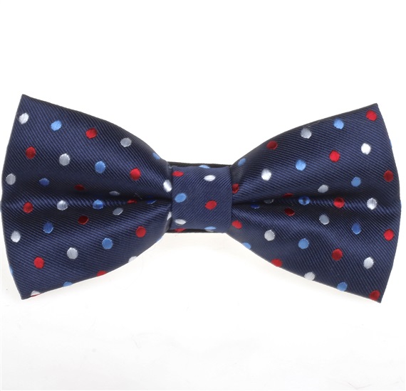 Dark Blue Bow Tie with Color Dots