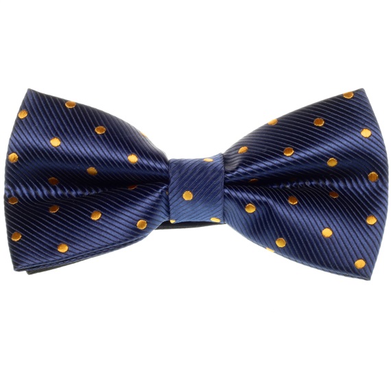 Deep Blue Bow Tie with Golden Dots