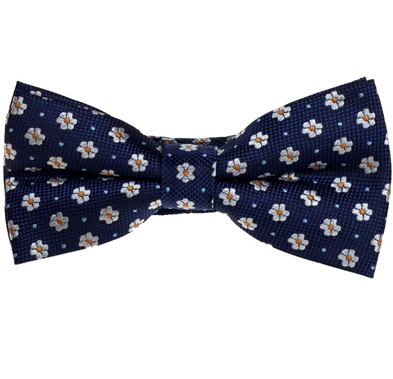 Blue Bow Tie with White Daisies