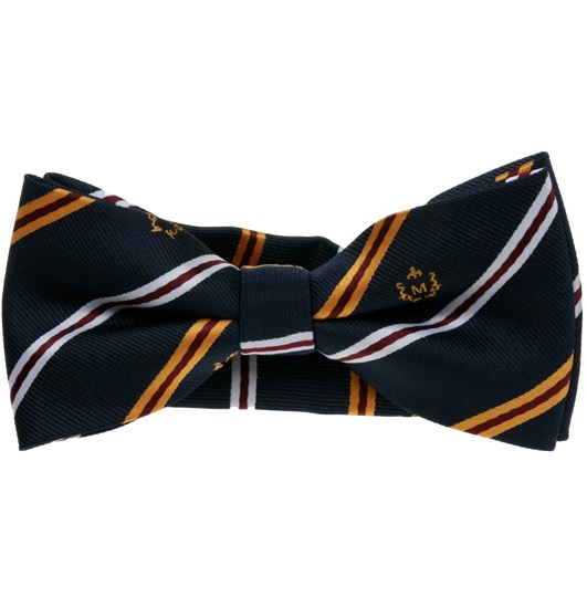 Blue Bow Tie with Golden Stripes