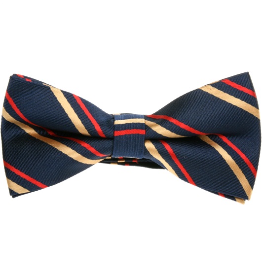 Blue Bow Tie with Red and Golden Stripes