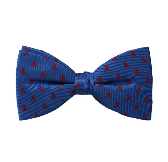 Royal Blue Bow Tie with Red Skulls