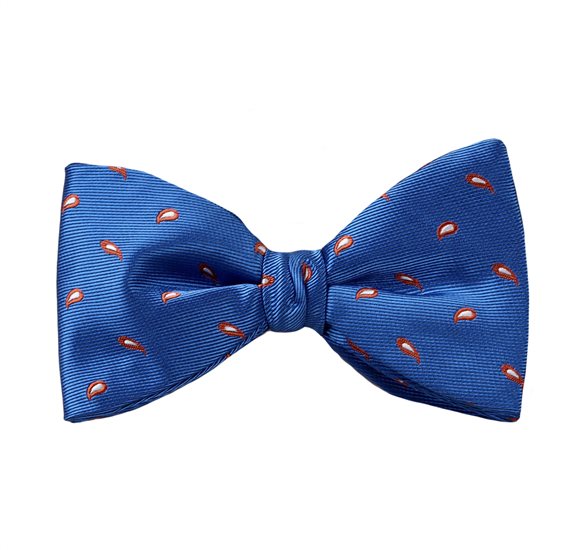 Royal Blue with Brown Paisley Bow Tie