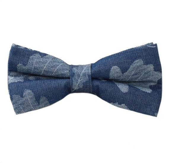 Blue Jeans Bow Tie with Tree Leaf