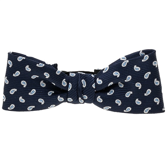 Dark Blue Baby's Bow Tie with Paisley