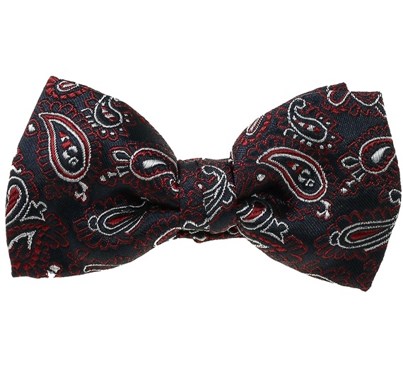 Dark Blue Baby's Bow Tie with Burgundy Paisley