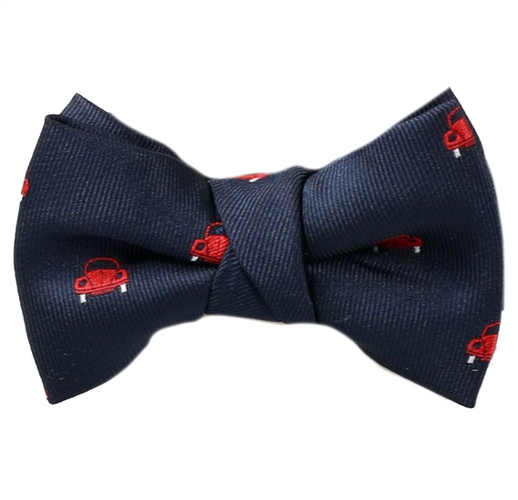 Dark Blue Baby's Bow Tie with Red Cars