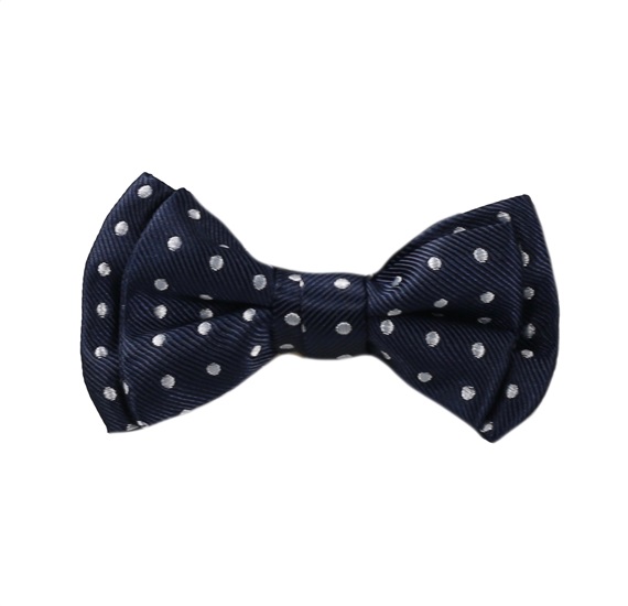 Dark Blue Baby's Bow Tie with White Dots