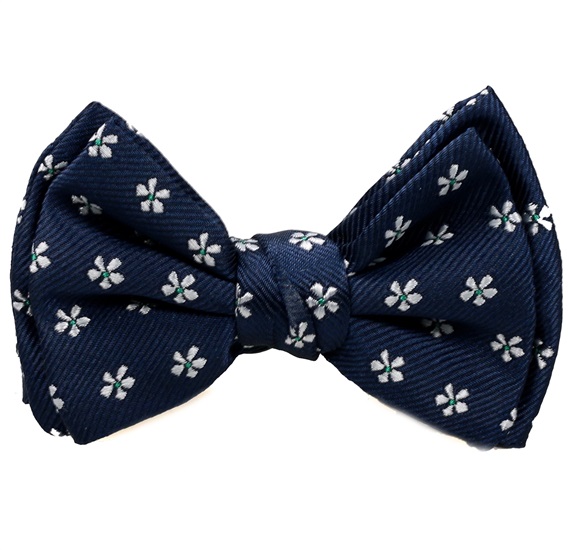 Dark Blue Baby's Bow Tie with Daisies