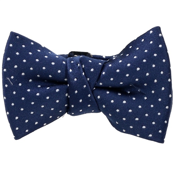 Dark Blue Baby's Bow Tie with White Dots