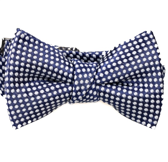 Dark Blue Baby's Bow Tie with White Dots
