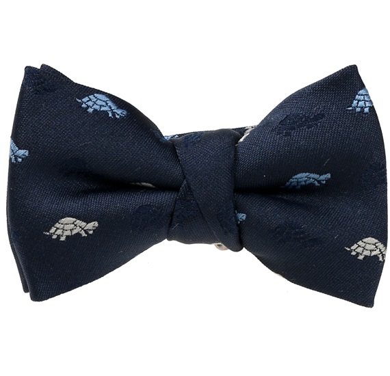 Dark Blue Baby's Bow Tie with Turtles