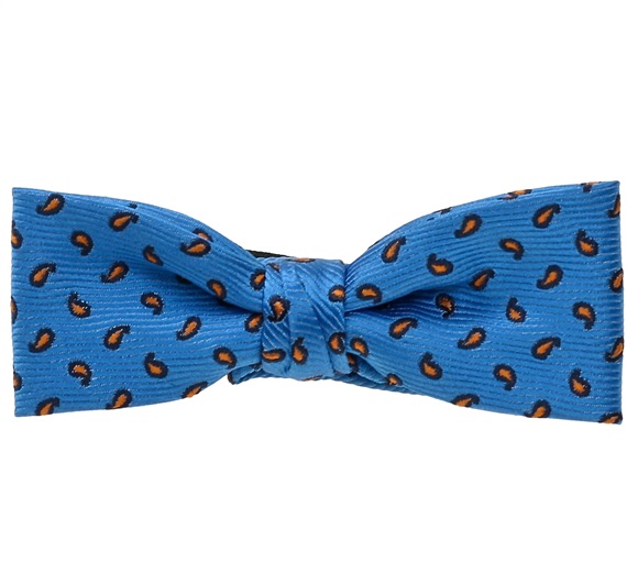 Royal Blue Baby's Bow Tie with Orange Paisley