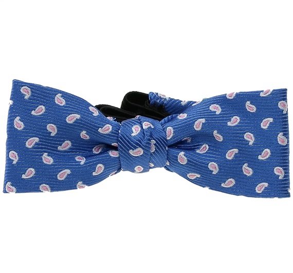 Royal Blue Baby's Bow Tie with Pink Paisley