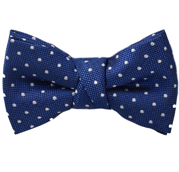 Royal Blue Baby's Bow Tie with White Dots
