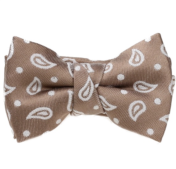 Beige Baby's Bow Tie with Paisley