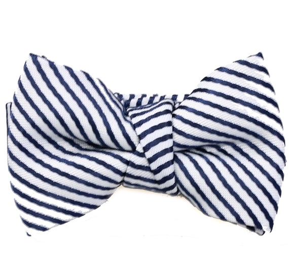 Dark Blue and White Stripes Baby's Bow Tie
