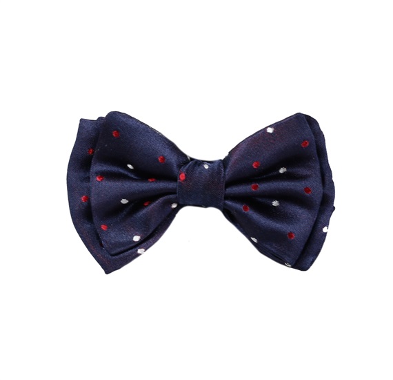 Dark Blue Silk Baby's Bow Tie with Dots