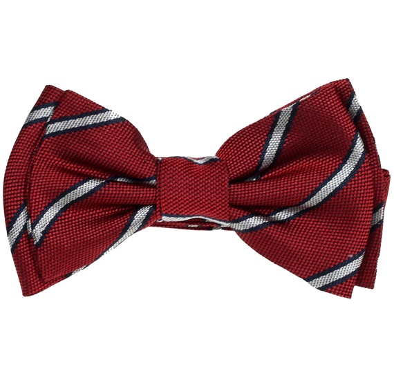 Garnet Silk Baby's Bow Tie with Stripes