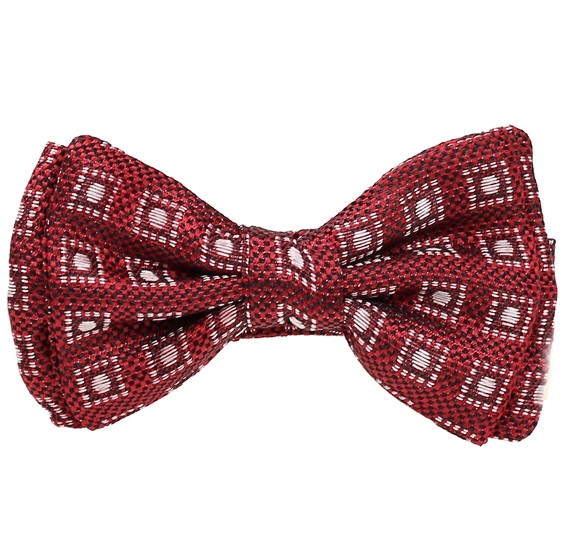 Garnet Checked Silk Baby's Bow Tie