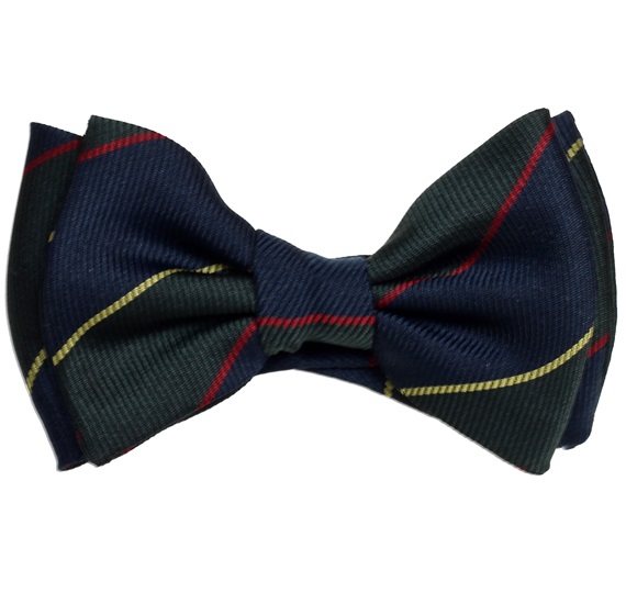 Silk Baby's Bow Tie Dark Blue and Green Stripes