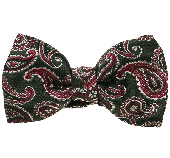 Green Baby's Bow Tie with Burgundy Paisley