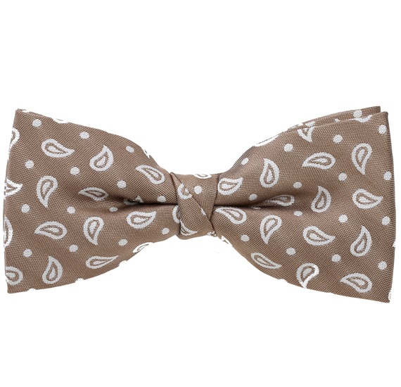 Beige Bow Tie with White Cashmere