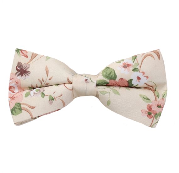 Beige Bow Tie with Flowers