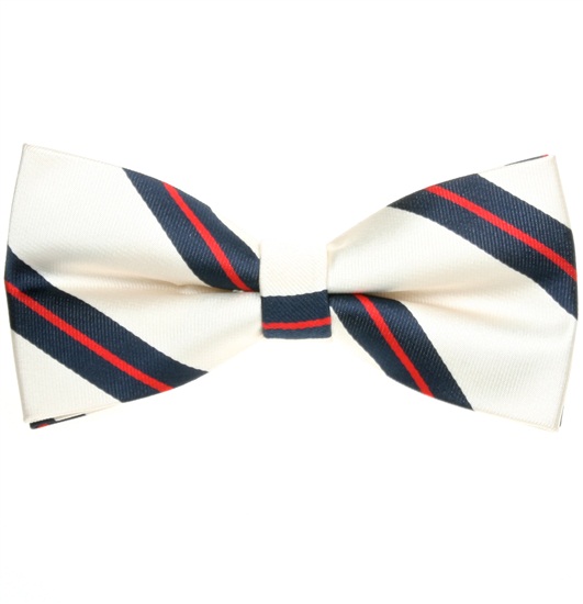Light Beige Bow Tie with Blue and Red Stripes