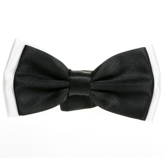 Black and White Satin Bow Tie