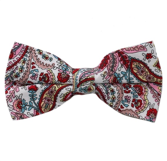 White Bow Tie Pink Cashmere