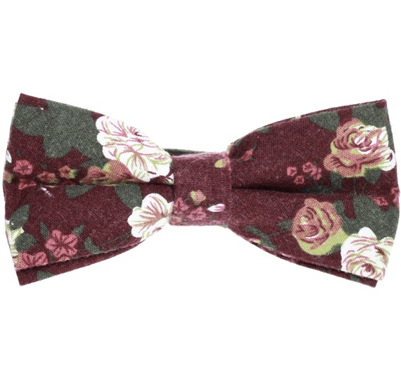 Bordeaux Bow Tie with Flowers