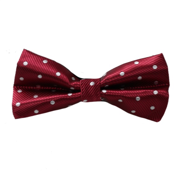 Bordeaux Bow Tie with White Dots
