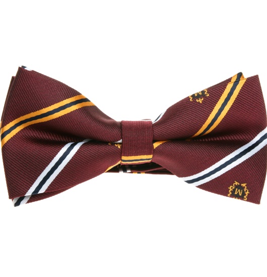 Bordeaux Bow Tie with Golden Stripes