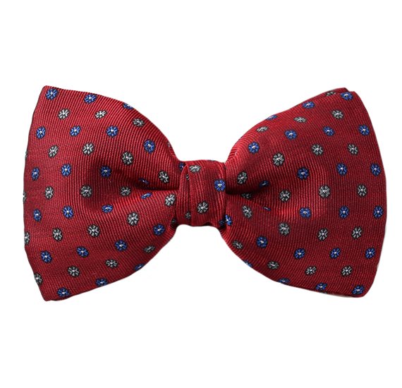 Garnet Bow Tie with Blue Daisies