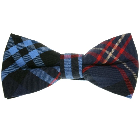 Deep Blue and Red Tartan Bow Tie