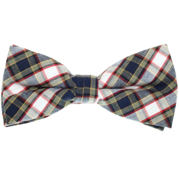 Dark Blue and Green Tartan Bow Tie