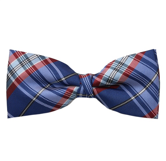 Deep Blue and Garnet Tartan Bow Tie