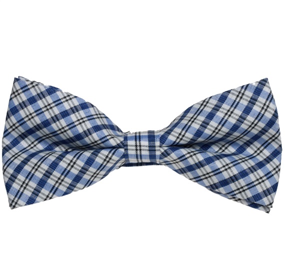 Black,White and Blue Tartan Bow Tie