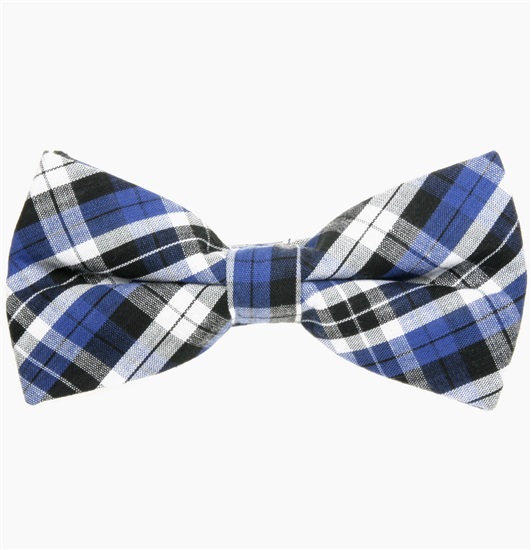 Royal Blue and Black Tartan Bow Tie