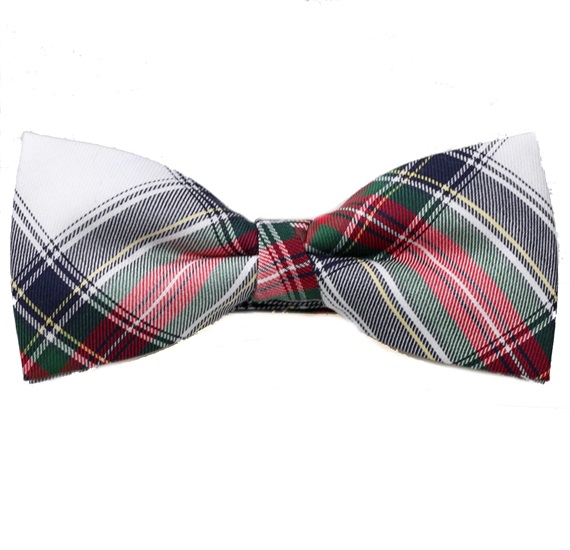 Red, White and Green Tartan Bow Tie